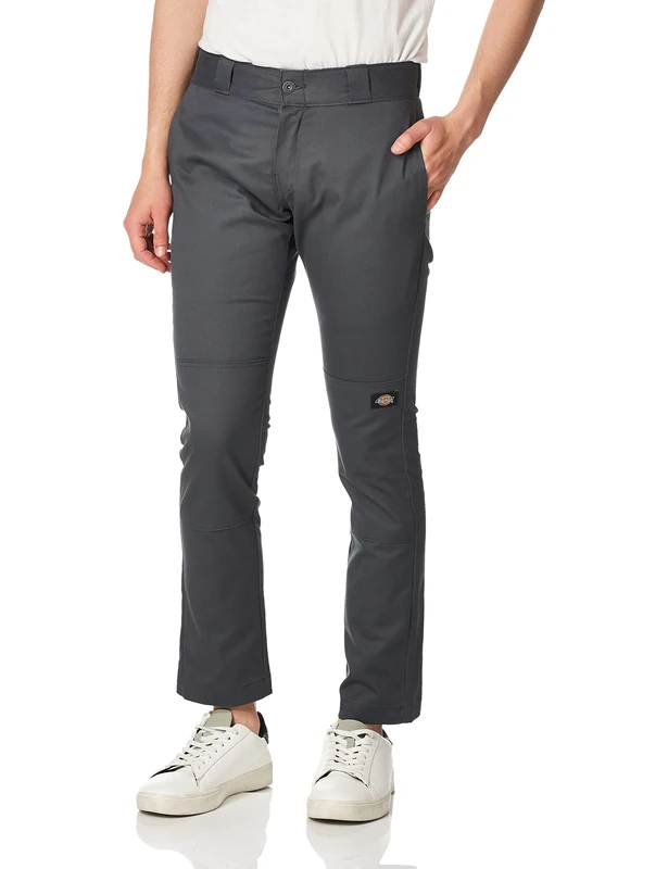 Dickies Men's Skinny Straight Double Knee Work Pant, Charcoal V1, 28W x 30L