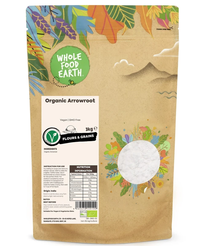 Wholefood Earth Organic Arrowroot 3kg Vegan | GMO Free | Certified Organic