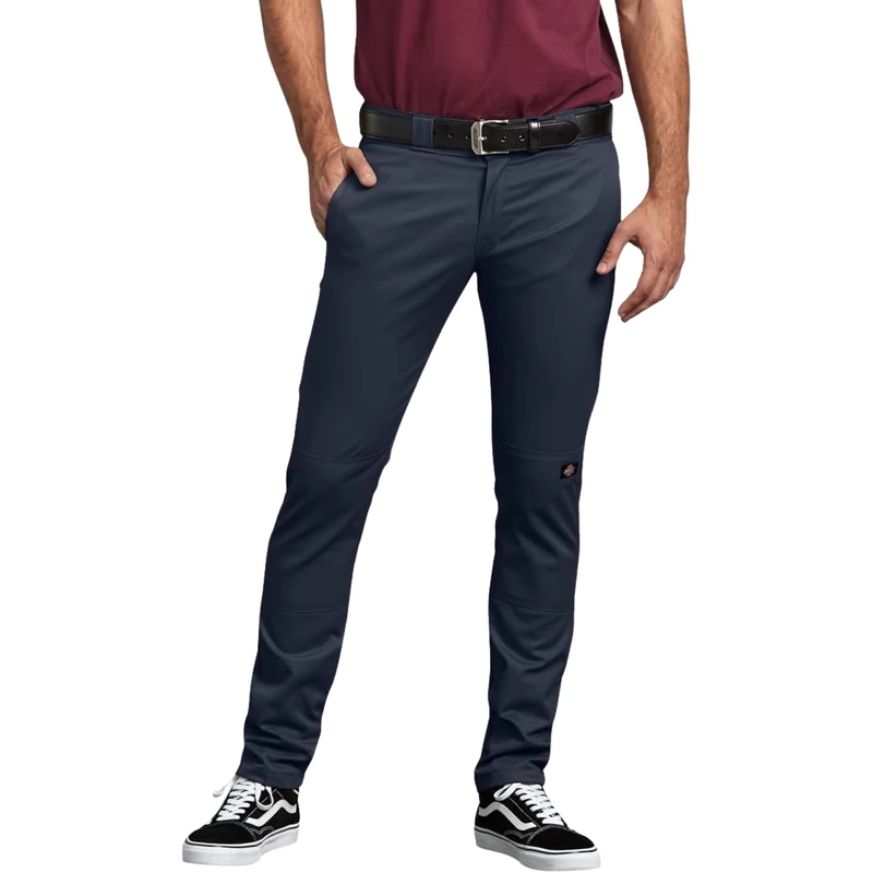 Dickies Men's Skinny-Straight Double Knee Work Pant, Blue (Dark Navy), 42W x 30L