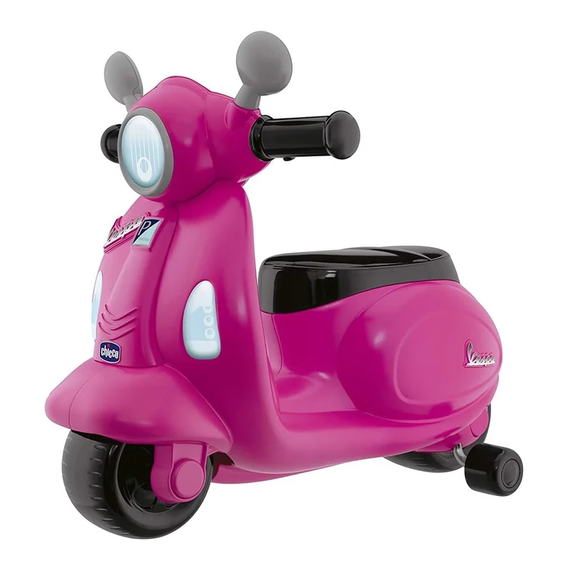 Chicco Vespa Primavera Motorcycle Ride-On for Children, Children's Vehicle with Electronic Control Panel, Lights and Sounds, Removable Stabilisers, Max 25 kg, Children's Toy from 1-3 Years, Pink