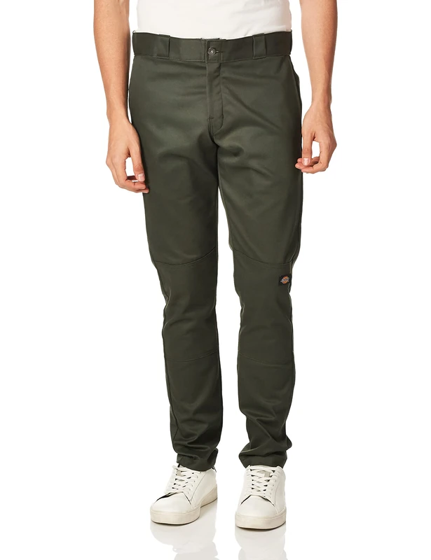 Dickies Men's Skinny Straight Double Knee Work Pant, Olive Green V1, 33W x 32L