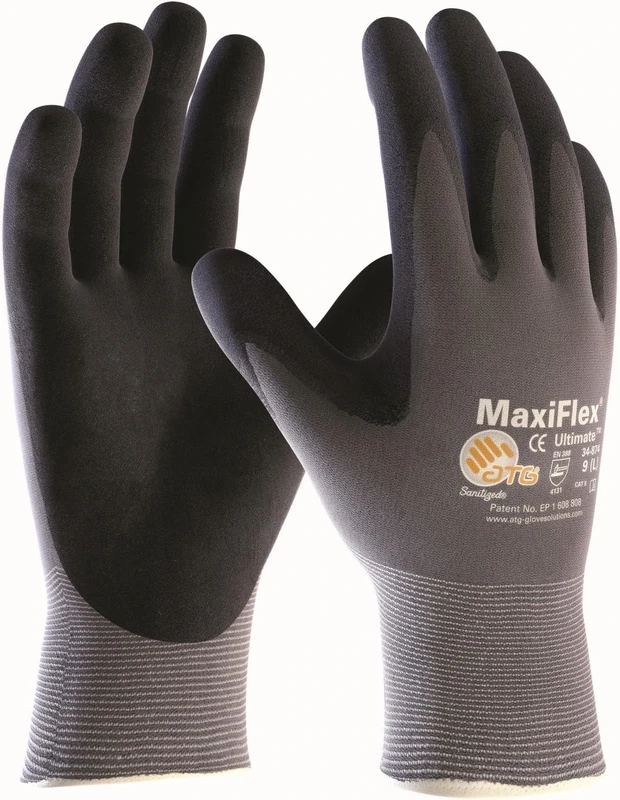 ATG (12 Pairs 34-874 MaxiFlex Ultimate Assembly Gloves 12 x Grey/Black 10
