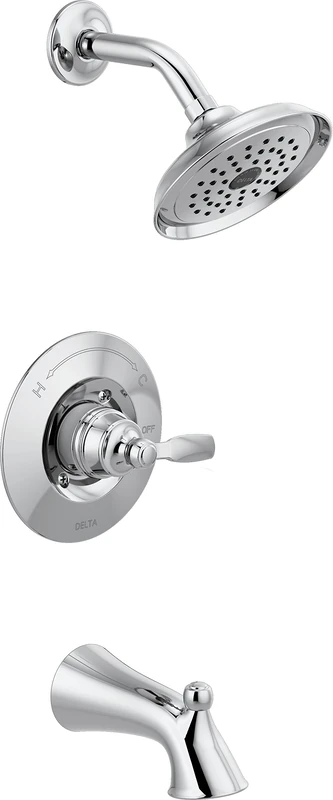 Delta Faucet Woodhurst 14 Series Single-Handle Tub and Shower Trim Kit, Shower Faucet with Single-Spray Touch-Clean Shower Head, Chrome T14432 (Valve Not Included)