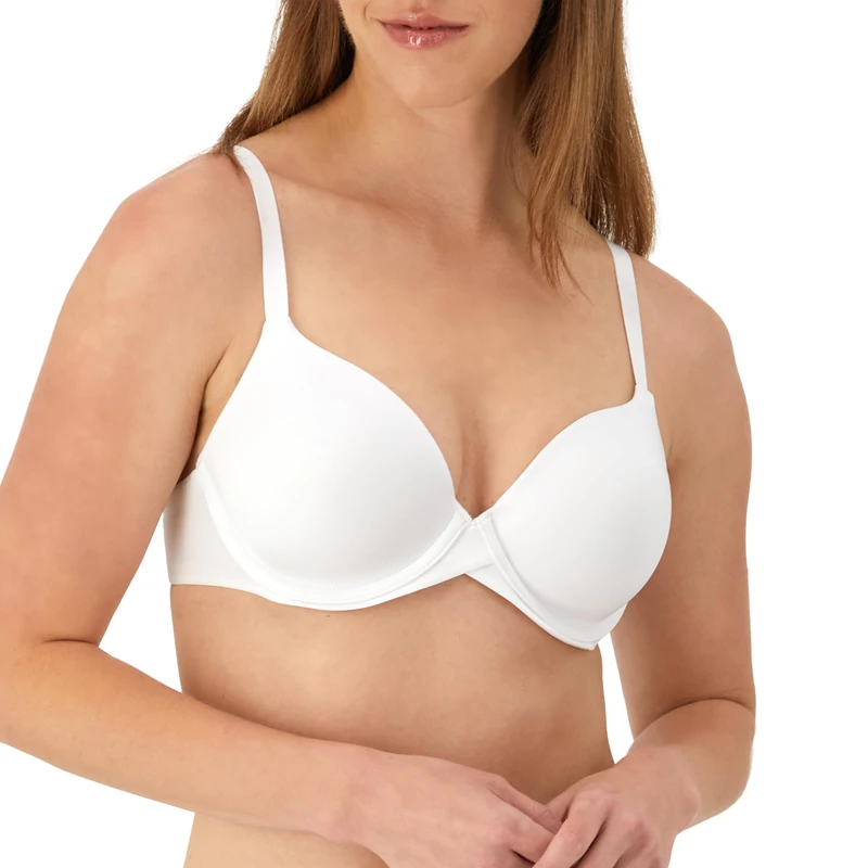 Maidenform Women's One Fabulous Fit 2.0 Tailored Demi Bra Half Cup, White, 34A