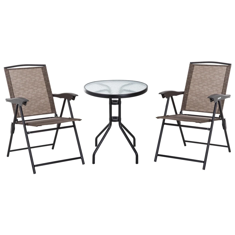 Outsunny 3 Piece Outdoor Bistro Set - Folding Patio Furniture