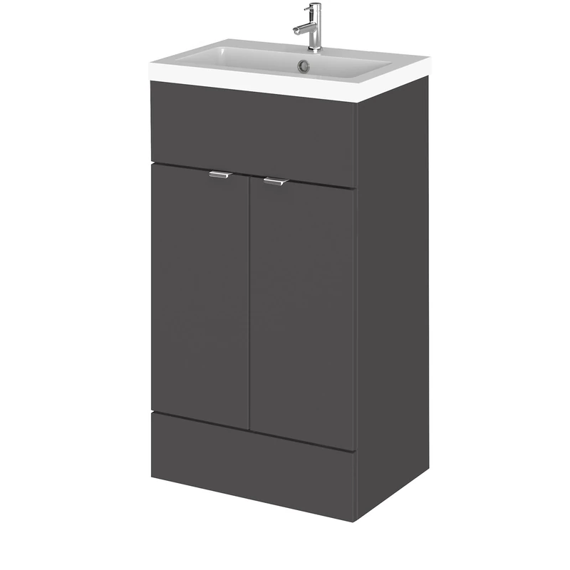 Hudson Reed CBI924 Combinations Basin Vanity Units, Gloss Grey, 500mm