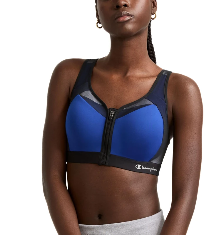 Champion Women's, Motion Control Zip High-Impact Sports, Wirefree Bra, Opaque, Surf The Web, 40B - Image 1