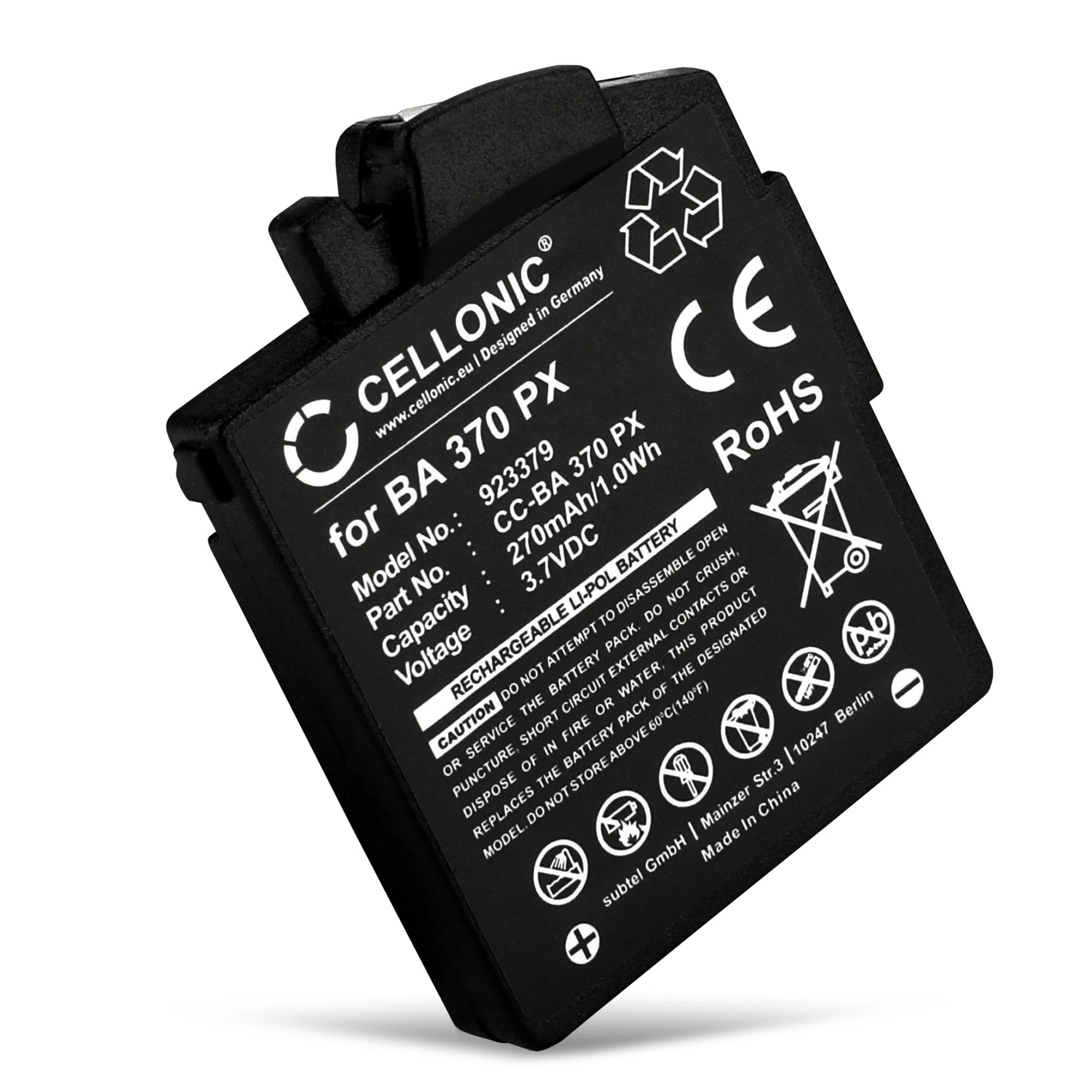 CELLONIC, Battery for Headset compatible with Sennheiser MM 400, MM 450 X, MM 400 X (270mAh, 3.7V) Replacement battery BA 370 PX, BA-370PX, BA370