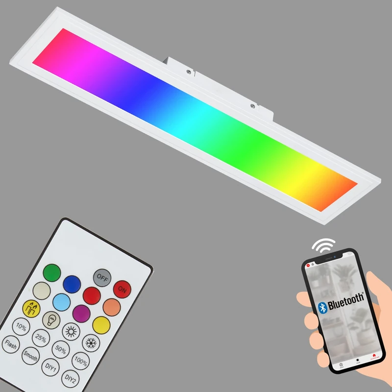BRILONER Leuchten LED Ceiling Light Panel, Recessed Light, 18 W, Dimmable, Colour Temperature Control, App Control, Bluetooth, Rectangular, White, 59.5 cm