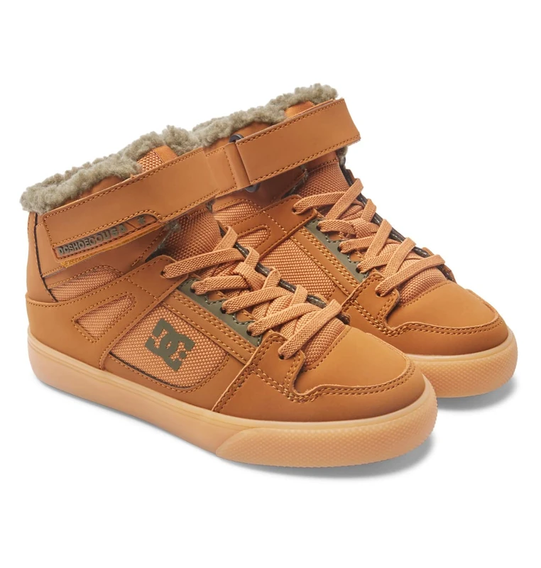 Dc Shoes Boy's Pure High Top Winter Skateboarding Shoes, Brown (Wheat We9), 12.5 UK Child