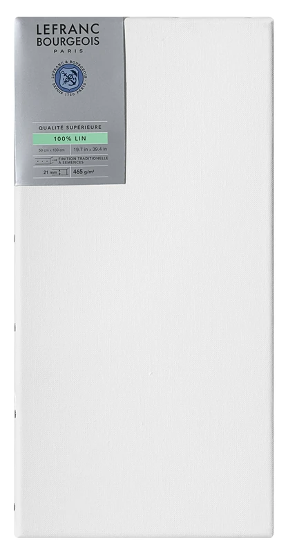 Lefranc Bourgeois 111252 Stretcher Frame Made of 100% Linen in Premium Quality, Ready to Use, Primed with Titanium Dioxide Gesso, Nailed to Side on Solid Pine Wood 50 x 100 cm