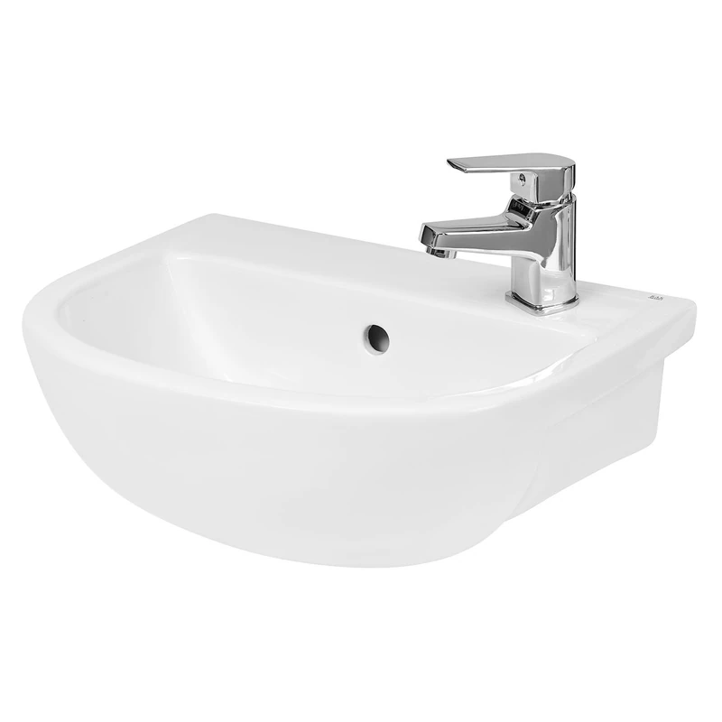 Hudson Reed SRB002 Oculus | Modern Bathroom 1 Tap Hole Semi Recessed Basin, 175mm x 400mm, White
