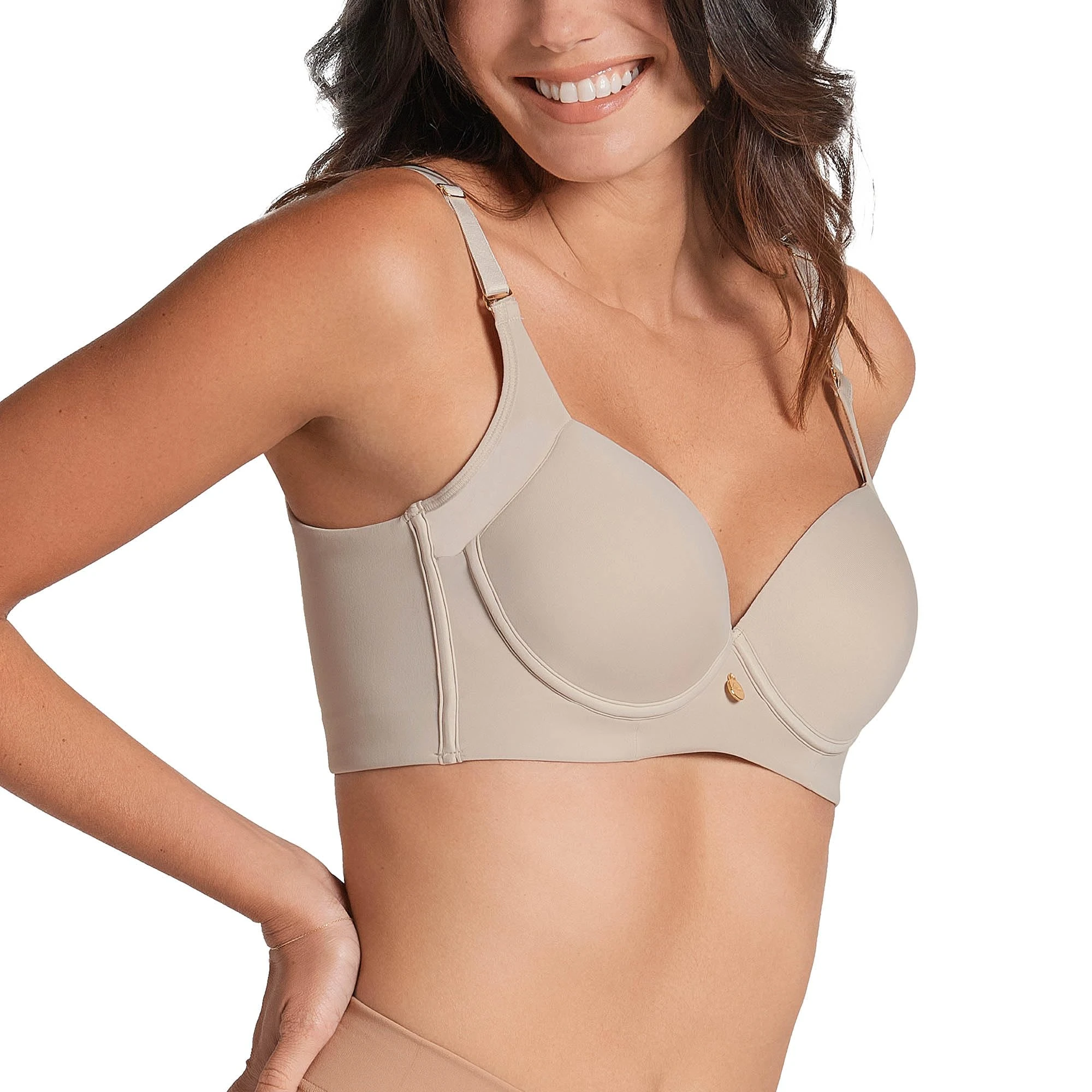 Leonisa Back Smoothing Bra with Full Coverage Cups, Under Arms, and Back | Bras for Women with Underwire for Extra | Women’s Bra with Double-Layered Fabric for Smoothing Effect