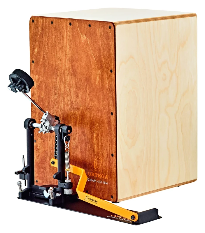 Ortega Guitars Percussion Series Bundle - Cajon and Left-Foot Pedal - Stomp Box Set - Includes Gig Bag and Drum Key (OSTBCJ-L-BU)