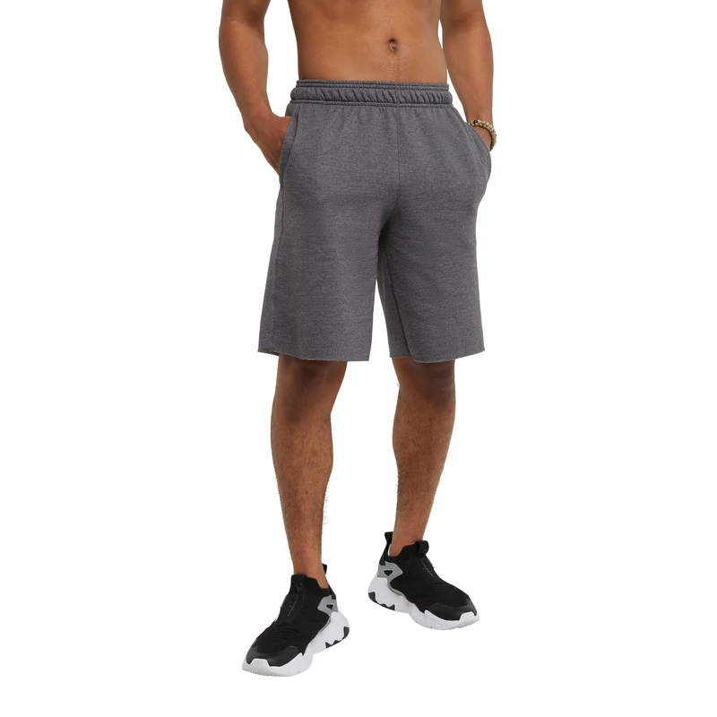 Champion Men's Powerblend Fleece Short, Granite Heather, Large
