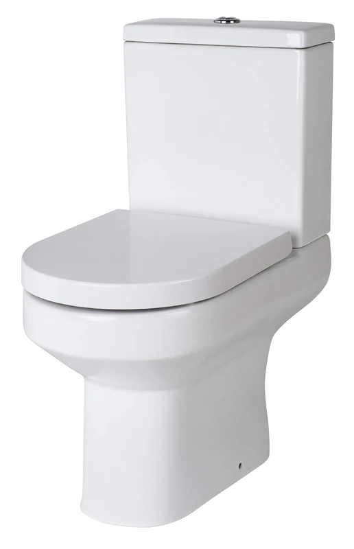 Nuie CHM003 Modern Semi Flush to Wall Pan and Cistern WC Toilet (No Seat), 810mm x 355mm, White