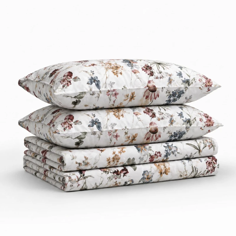 Tribeca Living Twin XL Bed Sheet Set, 300 Thread Count Soft Cotton Sateen, Floral Print with Extra Deep Pockets, 3-Piece Bedding Set, Amalfi Deep Red/Multicolor