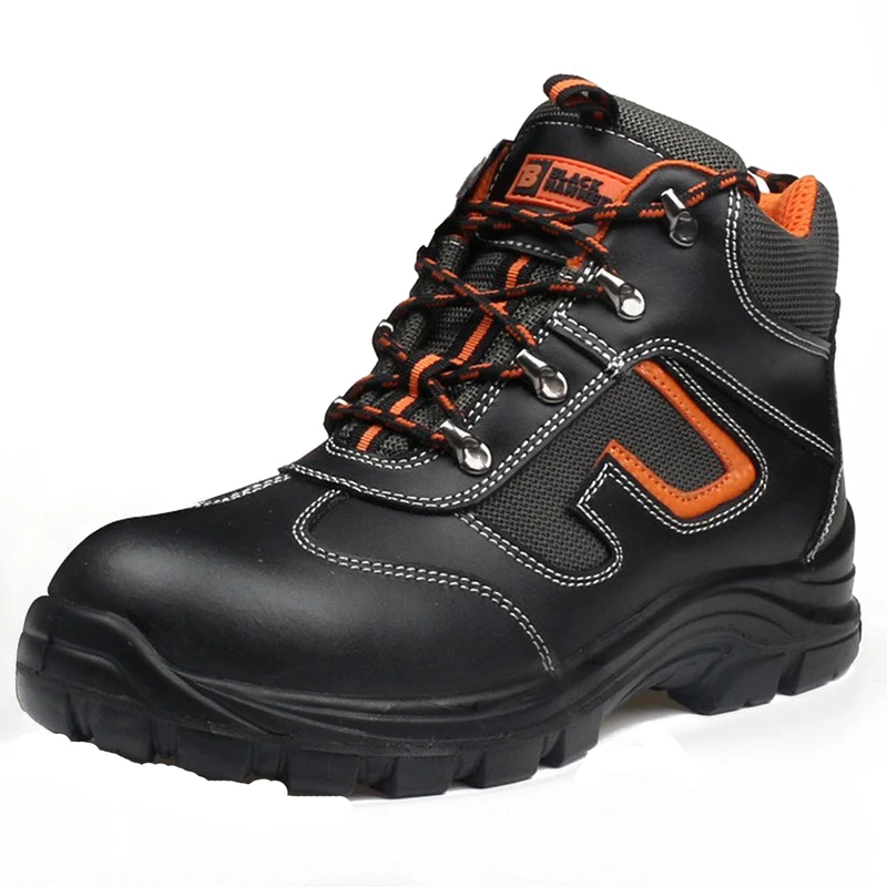 Black Hammer Mens Leather Safety Boots S3 SRC Steel Toe Cap Work Shoes Ankle Hiking Walking 6652 (8 UK)