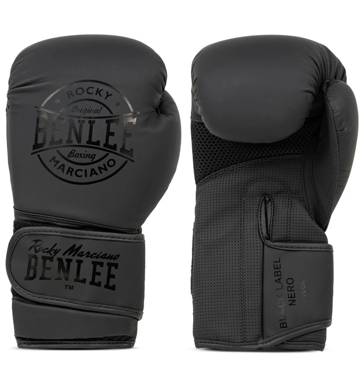 Ben Lee Rocky Marciano Unisex - Adult BLACK LABEL NERO Artificial Leather Boxing Gloves, 12 oz