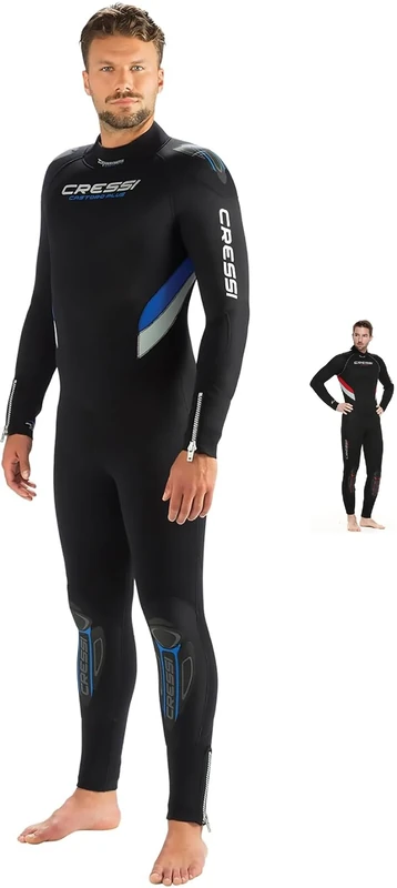Cressi Castoro Man Modular Wetsuit - Black/Blue, Small/Size 2
