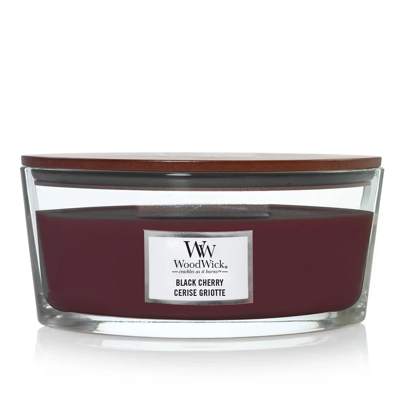 WoodWick Ellipse Scented Candle | Black Cherry | with Crackling Wick | Burn Time: Up to 50 Hours