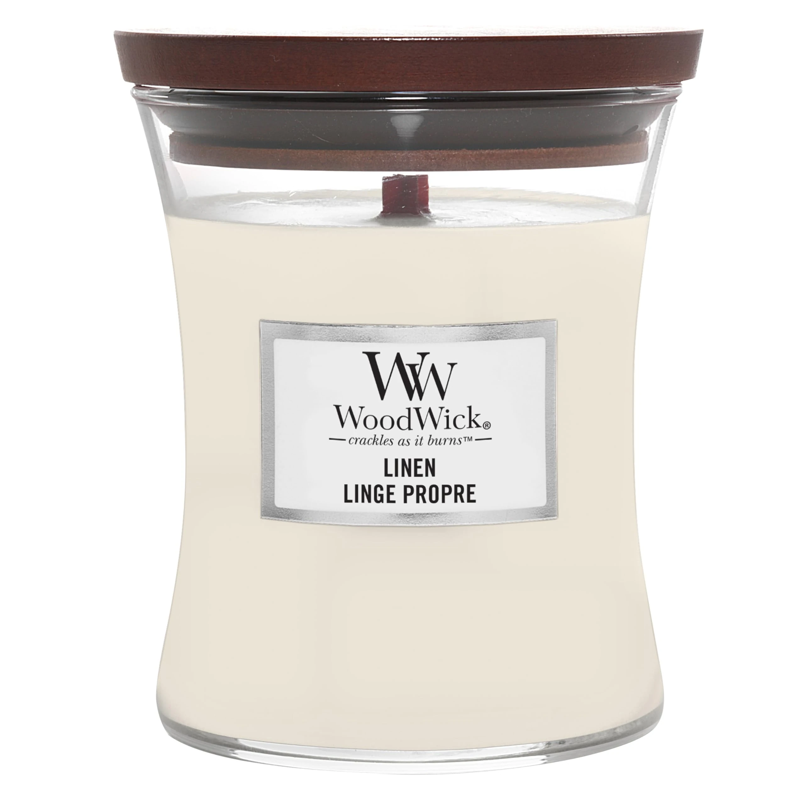 WoodWick Medium Hourglass Scented Candle | Linen | with Crackling Wick | Burn Time: Up to 60 Hours