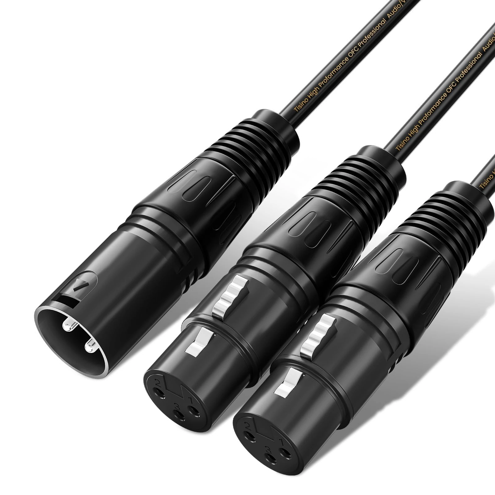 Tisino XLR Cable Divisor en Y - Doble Hembra a Macho Mic Combiner Y Cord Balanced Microphone Adapter Patch Cable (2 Hembra a 1 Macho) - 0,5 m