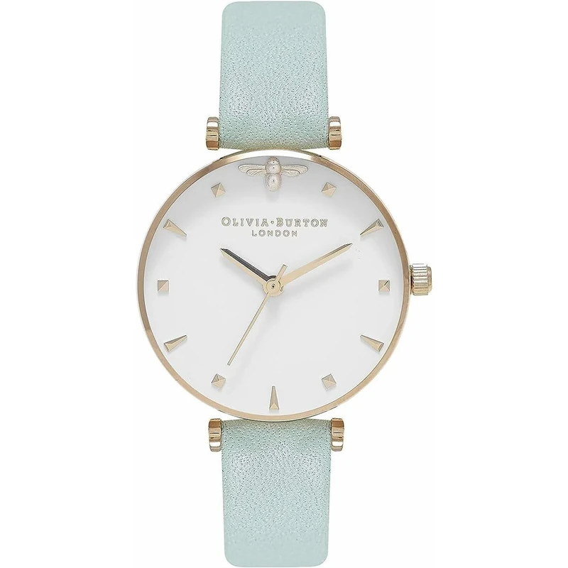 Olivia Burton Analogue Quartz Watch for Women with Mint Green Leather Strap - OB16AM143