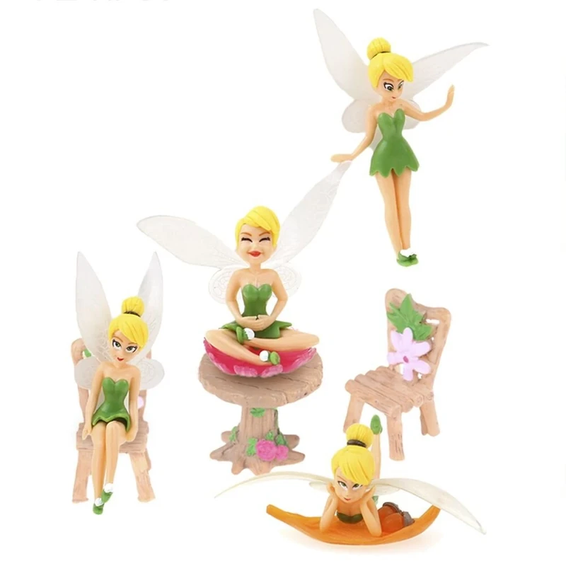 Fairy Garden Accessories Kit with Miniature Fairies 7 Piece Figurine & Table Chair Set