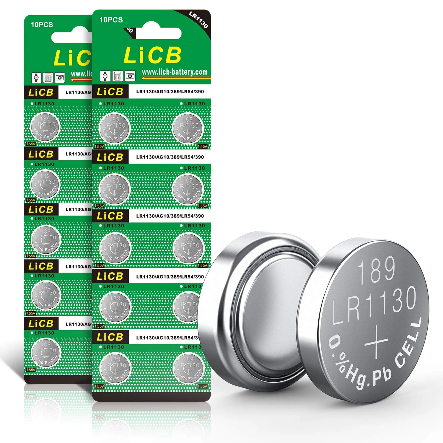 LiCB 20 PCS LR1130 AG10 Battery 1.5V Alkaline Button Cell Batteries for Watch