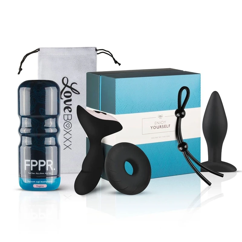 LOVEBOXXX Deluxe Erotic Gift Set for Men, Transparent, One Size