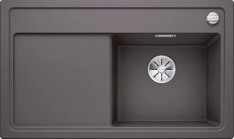 BLANCO Zenar 45 S Granite Sink Made of Silgranit Rock Grey Installation Type: Installation from Top Main Sink Right for 45 cm-Wide Base Cabinets Large Basin Easy-to-Clean Surface