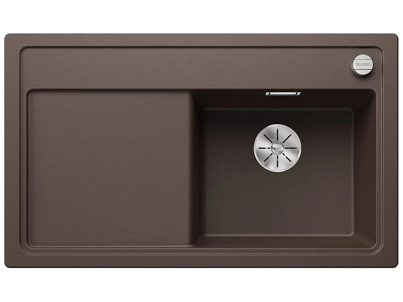 BLANCO Zenar 45 S | SILGRANIT Sink in café | Installation Type: Inset Installation from Above | Main Bowl on The Right | for 45 cm Wide Base cabinets | Large Bowl | Easy to Clean | [86x51x20.2 cm]
