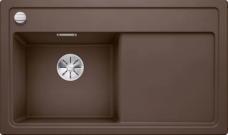 BLANCO Zenar 45 S | SILGRANIT Sink in café | Installation Type: Inset Installation from Above | Main Bowl on The Left | for 45 cm Wide Base cabinets | Large Bowl | Easy to Clean | [86x51x20.2 cm]