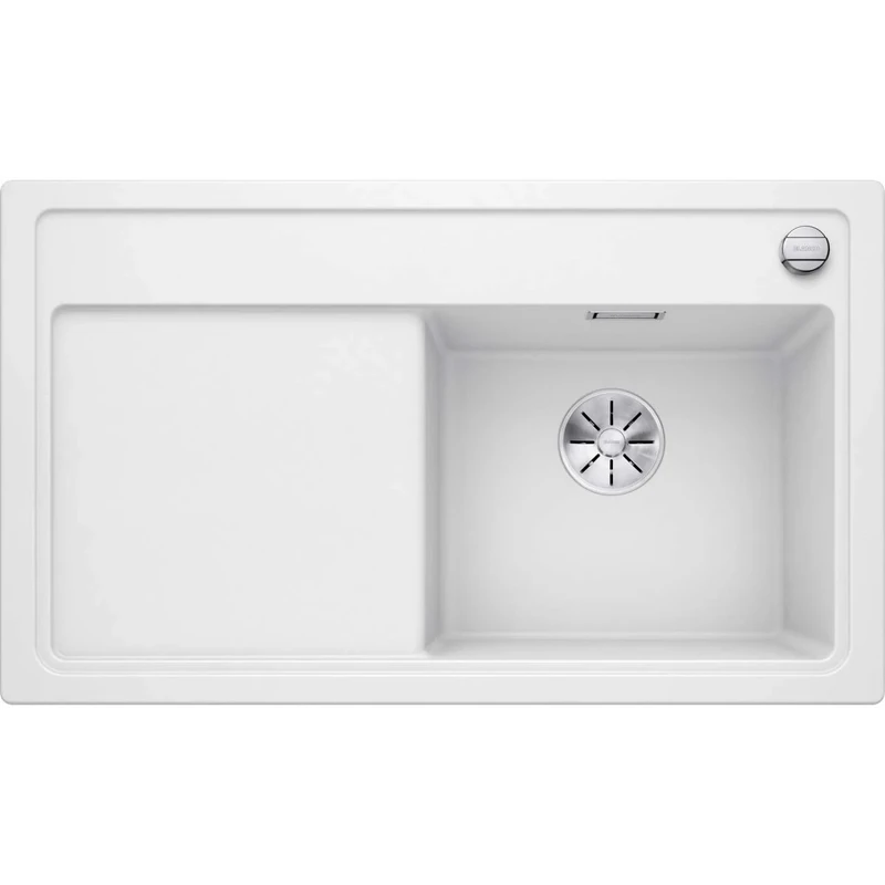 BLANCO Zenar 45 S | SILGRANIT Sink in White | Installation Type: Inset Installation from Above | Main Bowl on The Right | for 45 cm Wide Base cabinets | Large Bowl | Easy to Clean | [86x51x20.2 cm]