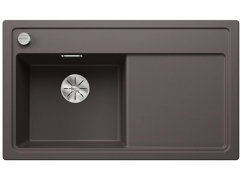 BLANCO ZENAR 45 S | SILGRANIT sink in rock grey | Installation type: inset installation from above | Main bowl on the left | For 45 cm wide base cabinets | Large bowl | Easy to clean | [86x51x20.2 cm]