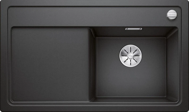 BLANCO Zenar 45 S Silgranit Anthracite, Installation Type: Installation from Above, Main Basin Right, with Drain Remote Control, Without Accessories, 45 cm Base Cabinet, Large Basin, Easy to Clean