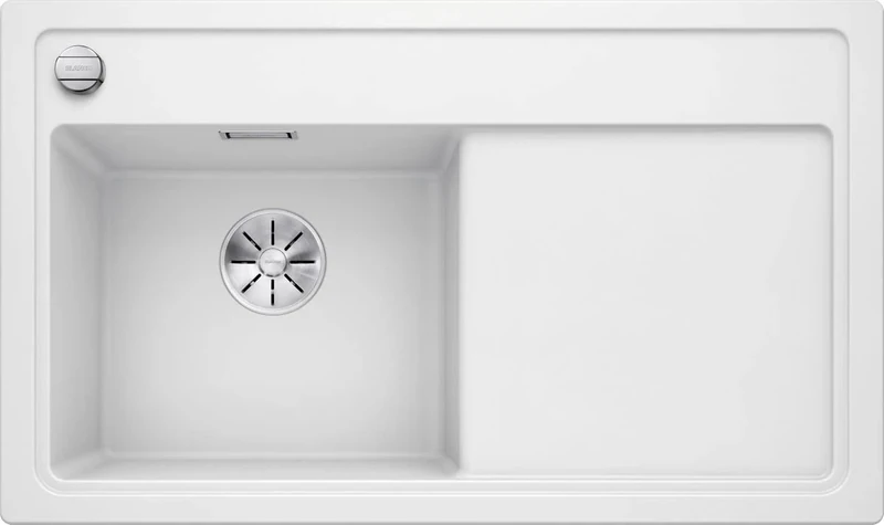 BLANCO Zenar 45 S | SILGRANIT Sink in White | Installation Type: Inset Installation from Above | Main Bowl on The Left | for 45 cm Wide Base cabinets | Large Bowl | Easy to Clean | [86x51x20.2 cm]