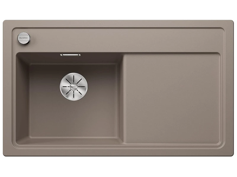 BLANCO Zenar 45 S | SILGRANIT Sink in Tartufo | Installation Type: Inset Installation from Above | Main Bowl on The Left | for 45 cm Wide Base cabinets | Large Bowl | Easy to Clean | [86x51x20.2 cm]