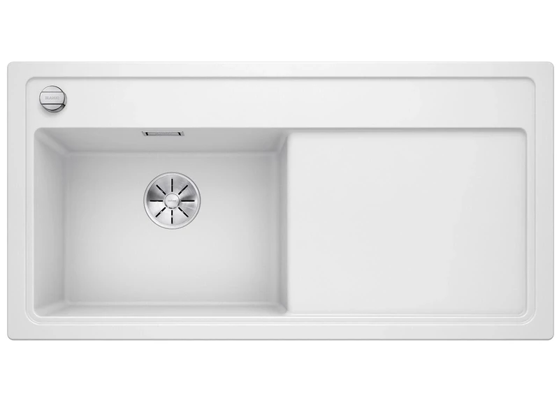 BLANCO Zenar XL 6 S | SILGRANIT Sink in White | Installation Type: Inset Installation from Above | Main Bowl on The Left | for 60 cm Wide Base cabinets | Large Bowl | Easy to Clean | [100x51x20.2 cm]