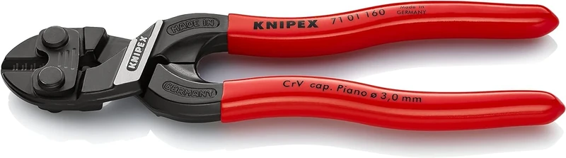 KNIPEX Cobolt S Compact Bolt Cutters Self-Service Card with Plastic Coating 160 mm, 71 01 160 SB