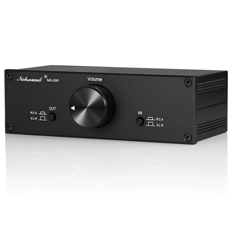Nobsound Mini Fully-balanced/Single-ended Passive Preamp; Hi-Fi Pre-amplifier; XLR/RCA Volume Controller for Active Monitor Speakers (Black)