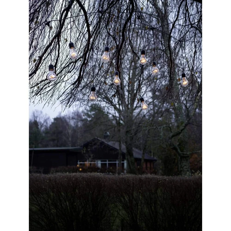 Konstsmide Outdoor Garden Lights/String Lights Mains Powered 4.5m Hanging with Hooks Shatterproof 10 LED Bulbs Dimmable