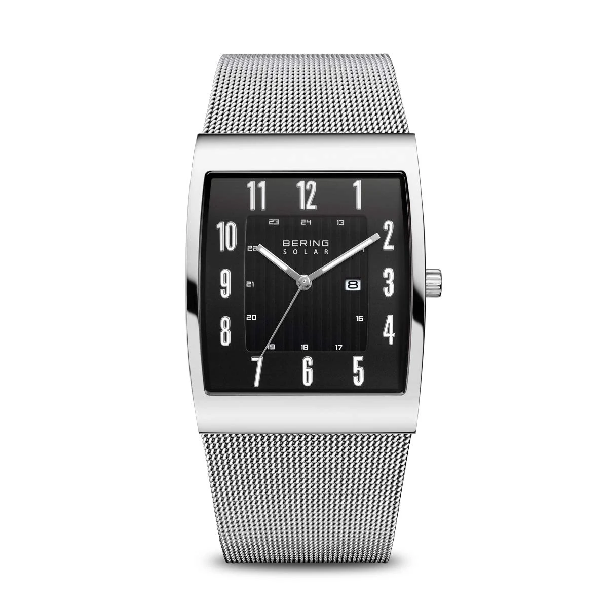 BERING Men Analog Solar Collection Watch with stainless steel Strap and Sapphire Crystal 16433-002, Silver, 33 mm