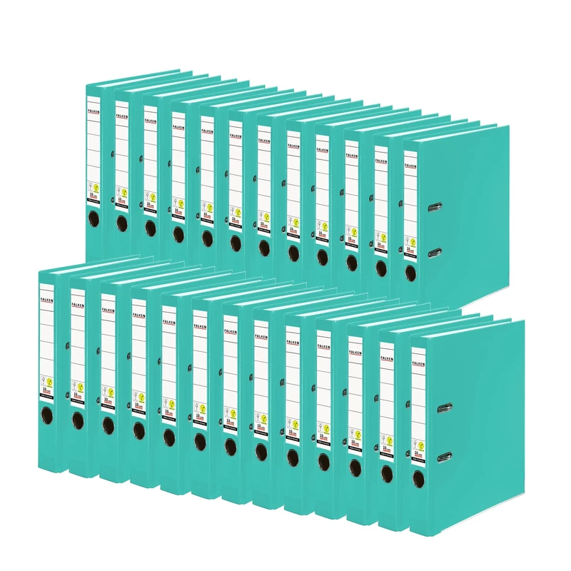 Exacompta - Ref 11286770007F - FALKEN - Vegan PP Lever Arch Files - Suitable for A4 Documents, 50mm Spine, Spine Label, Metal Finger Hole - Turquoise (Pack of 25)