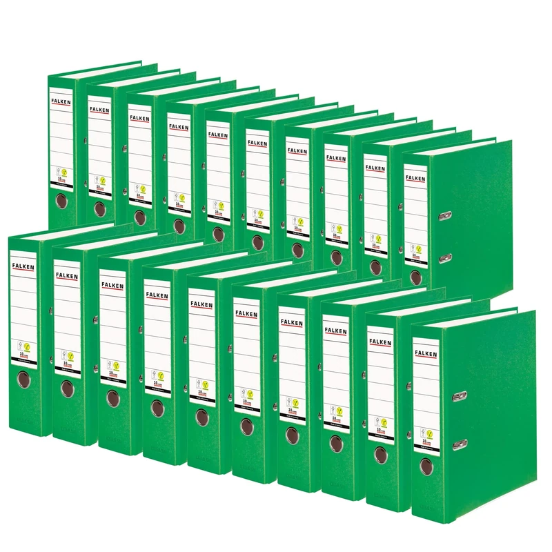 Exacompta - Ref 11286739007F - FALKEN - Vegan PP Lever Arch Files - Suitable for A4 Documents, 80mm Spine , Spine Label, Metal Finger Hole - Light Green (Pack of 20)