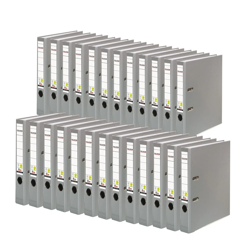 Exacompta - Ref 09984113007F - FALKEN - Vegan PP Lever Arch Files - Suitable for A4 Documents, 50mm Spine, Spine Label, Metal Finger Hole - Grey (Pack of 25)