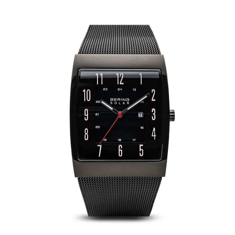 BERING Men Analog Solar Collection Watch with Stainless Steel Strap & Sapphire crystal 16433-122, Black, 33 mm