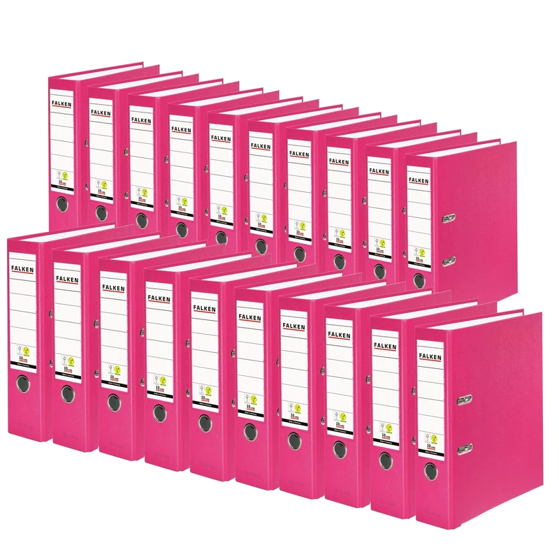 Exacompta - Ref 11286747007F - FALKEN - Vegan PP Lever Arch Files - Suitable for A4 Documents, 80mm Spine , Spine Label, Metal Finger Hole - Pink (Pack of 20)