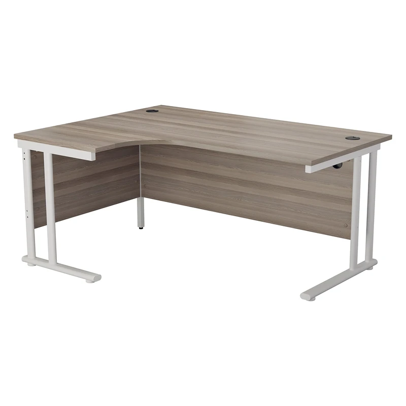 TC Office OHD0011WHGO 160 cm Hippo Heavy Duty Left Corner Crescent Cantilever Desk - Grey Oak